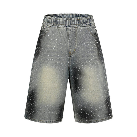 Damen hochgeschnittene Denim-Culotte-Shorts mit Komfortbund und dezentem Punktmuster Shop Nory