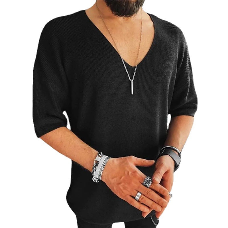 Herren Übergröße V-Ausschnitt Pullover