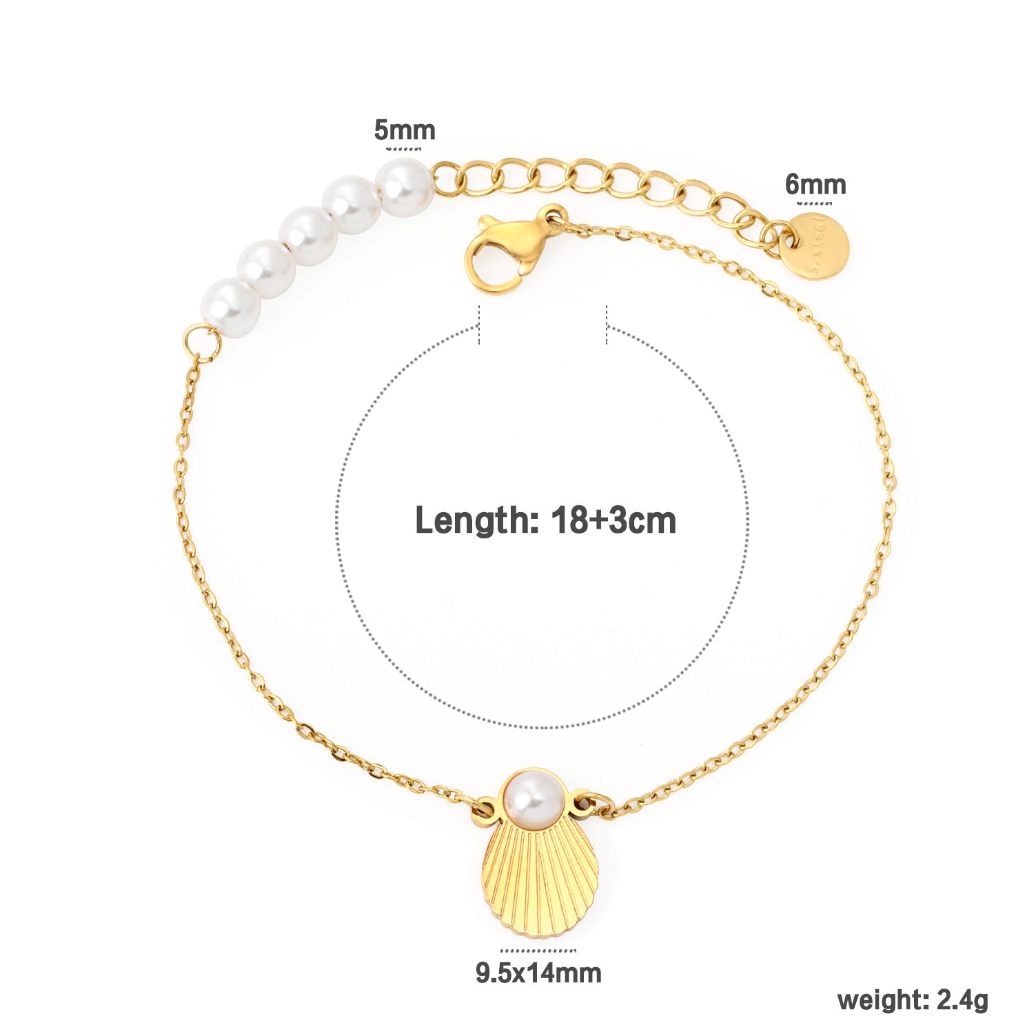 Damen Armband mit herzförmigen, bunten Kristallanhängern und goldplattiertem Design Shop Nory