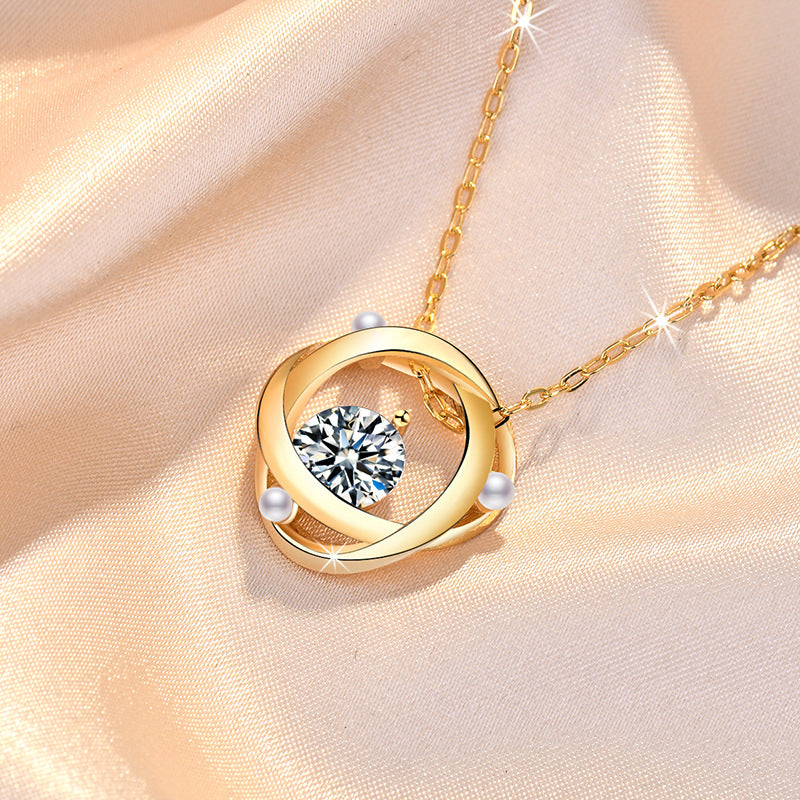 Damen Halskette mit funkelndem Zirkonia-Anhänger und stilvollem Golddesign Shop Nory