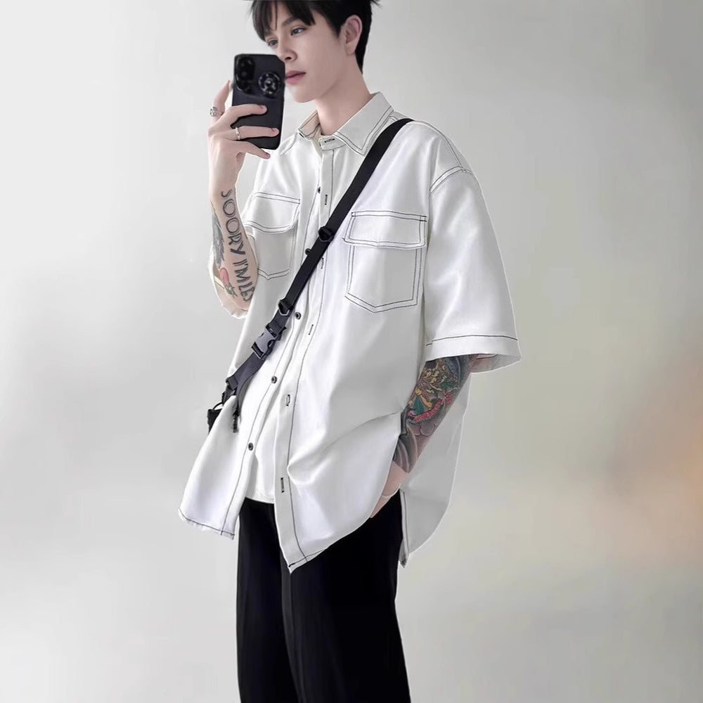 Herren Modisches Oversized Kurzarm-Hemd Shop Nory
