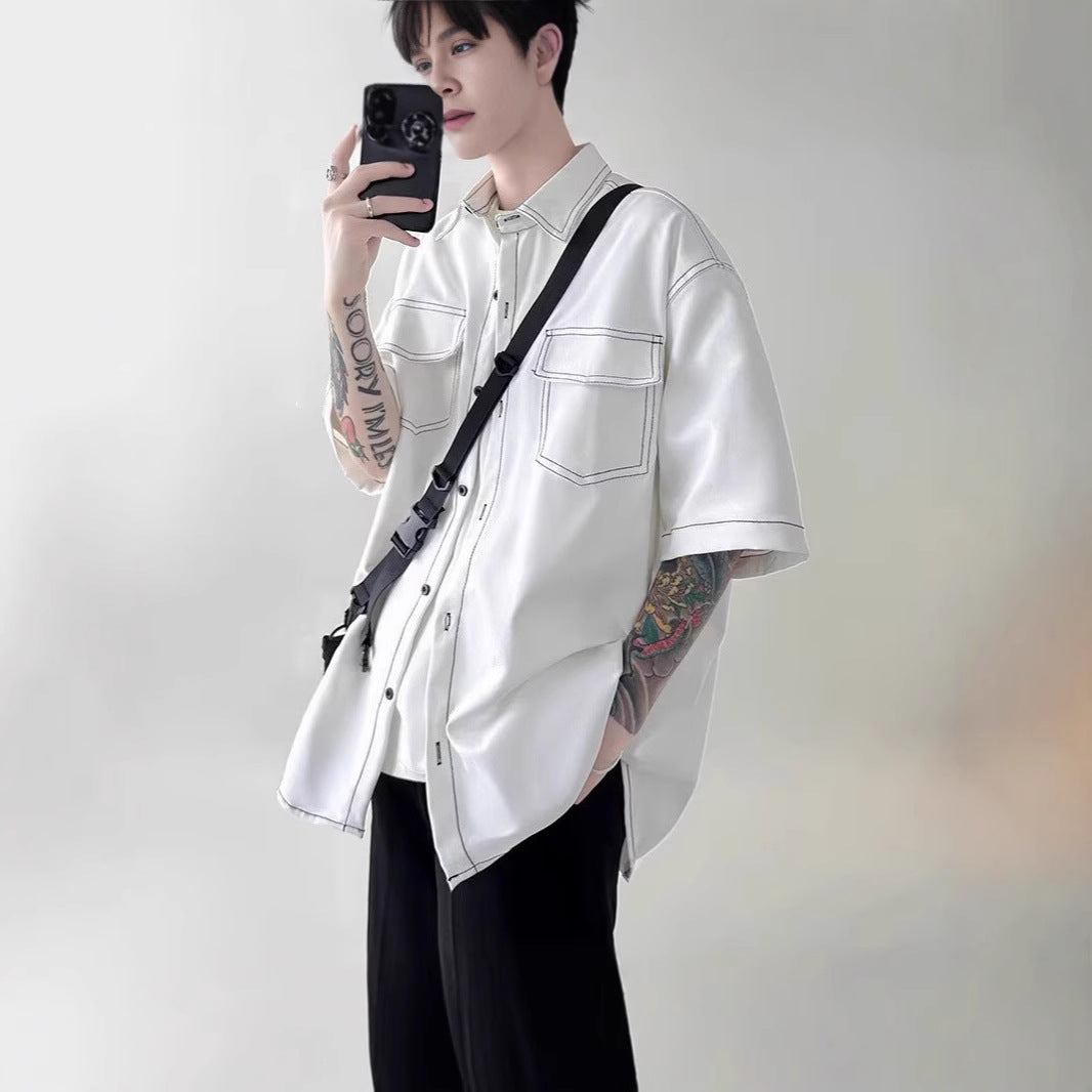 Herren Modisches Oversized Kurzarm-Hemd Shop Nory