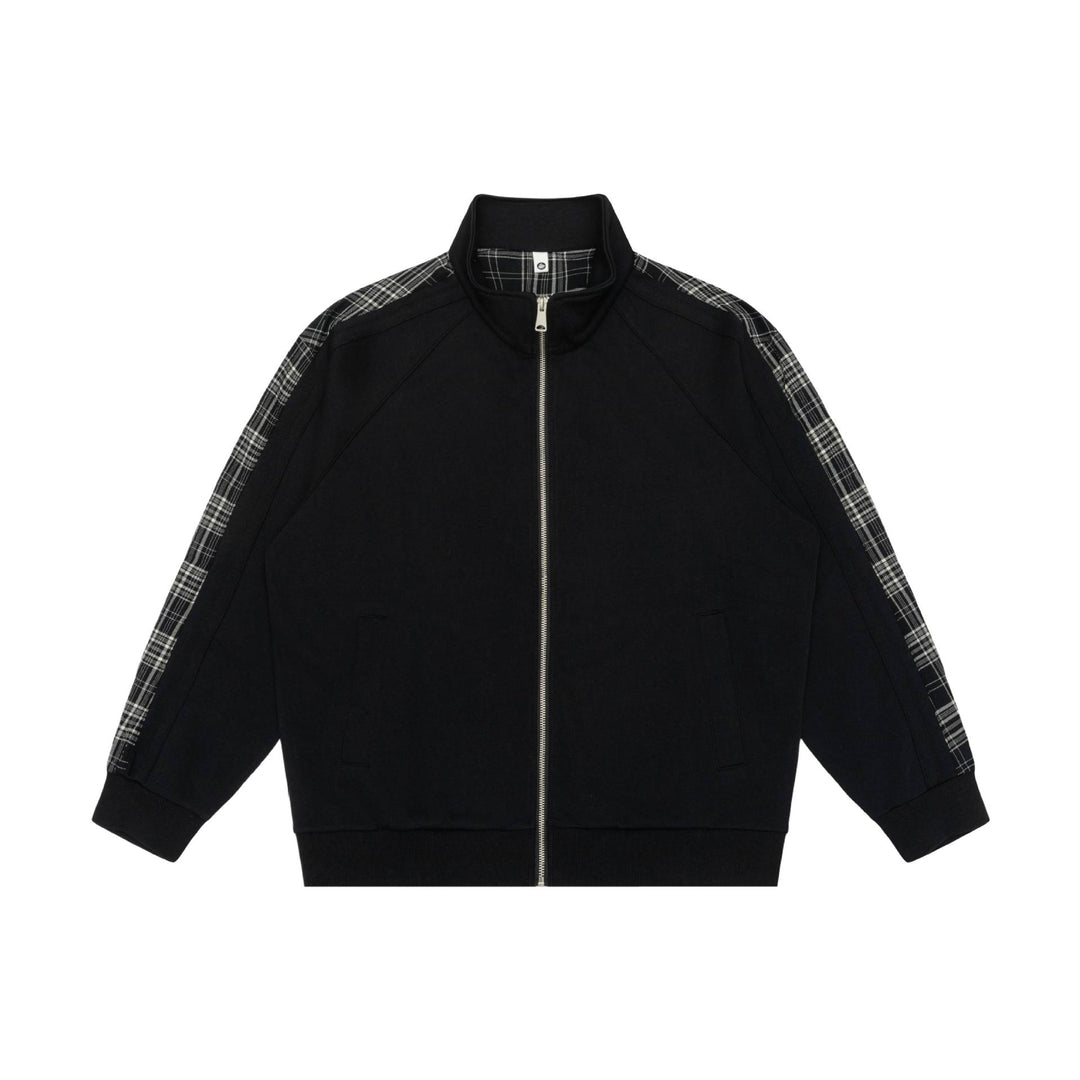 Damen Sweatjacke mit Stehkragen und kariertem Schulterstreifen Shop Nory