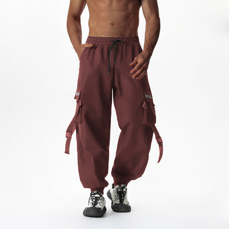 Herren Utility-Cargo-Jogginghose mit Tunnelzug, Beinschnallen & Mehrfachtaschen Shop Nory