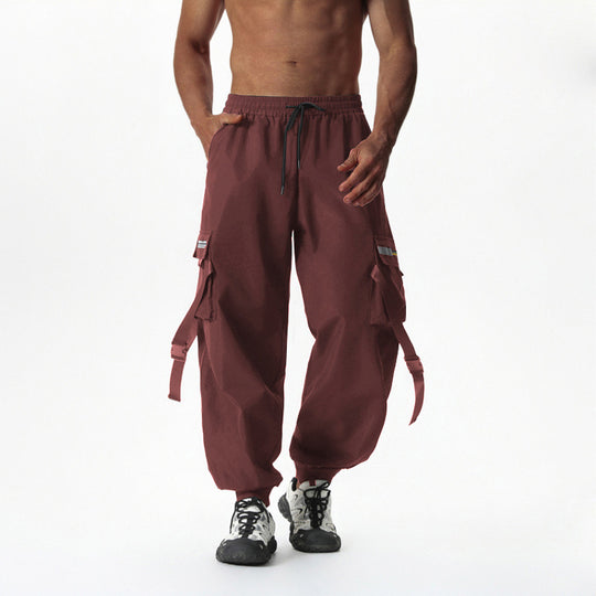 Herren Utility-Cargo-Jogginghose mit Tunnelzug, Beinschnallen & Mehrfachtaschen Shop Nory