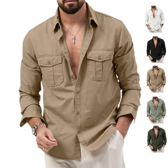 Herren Hemd mit Brusttaschen und Kentkragen, lässiger Regular-Fit aus Baumwollmix Shop Nory
