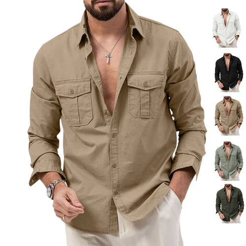 Herren Hemd mit Brusttaschen und Kentkragen, lässiger Regular-Fit aus Baumwollmix Shop Nory