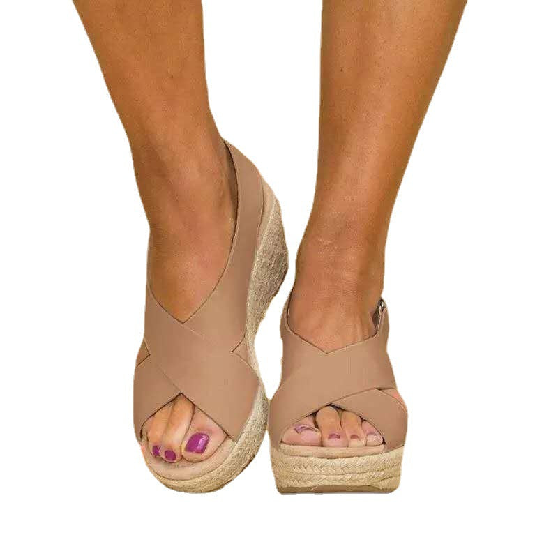Damen Wedge-Sandalen mit verstellbarem Riemen und stylischem Kreuzdesign