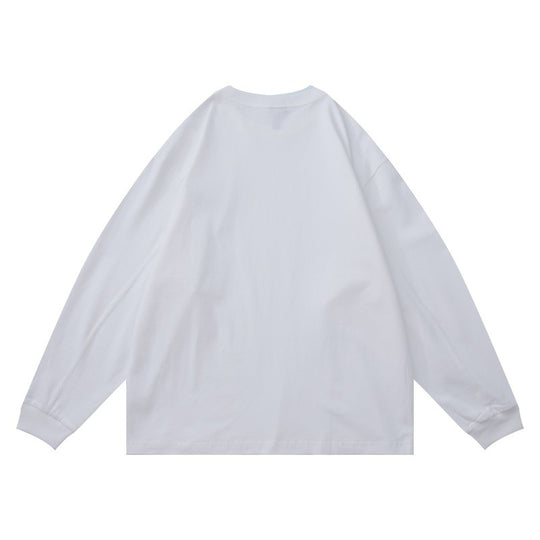 Unisex Oversize-Langarmshirt aus Baumwollmischung mit Bruststickerei und geripptem Rundhals Shop Nory