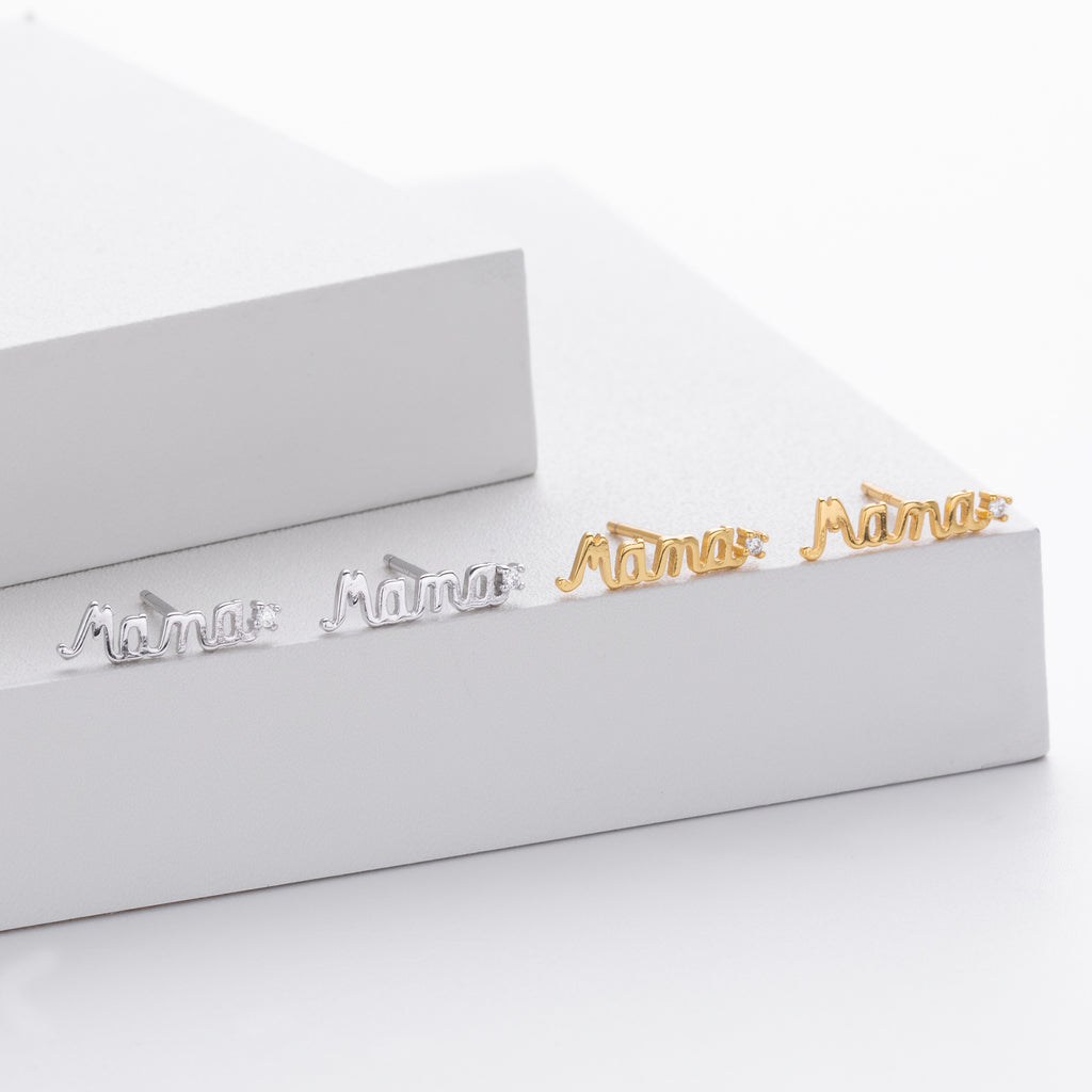 Damen Ohrstecker mit personalisiertem 'Mama'-Design aus hochwertigem 925 Sterling Silber Shop Nory
