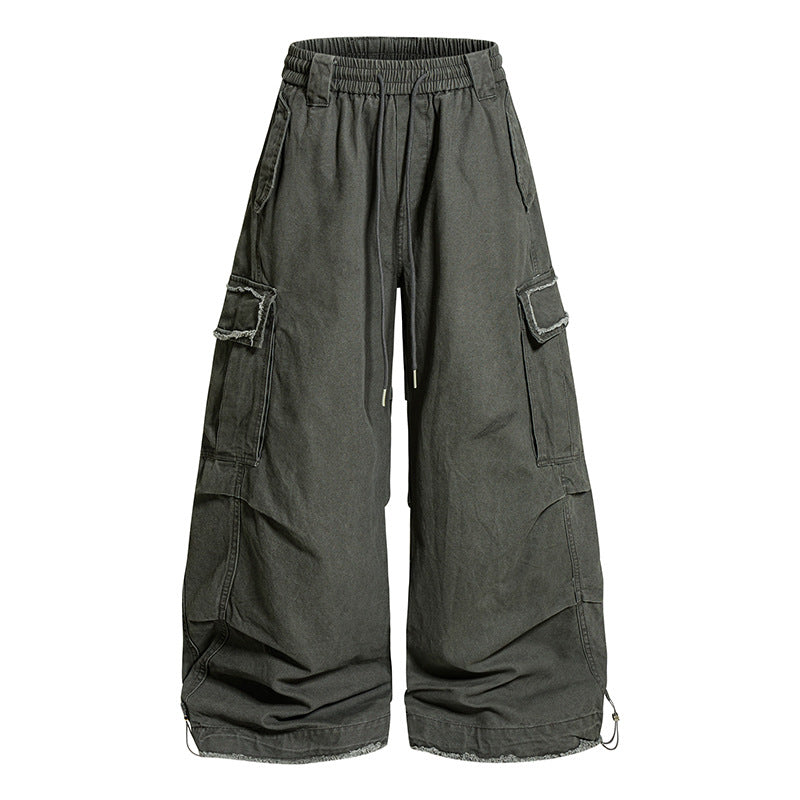 Damen Weite Cargo-Hose mit elastischem Bund, Cargo-Taschen und verstellbarem Saum Shop Nory