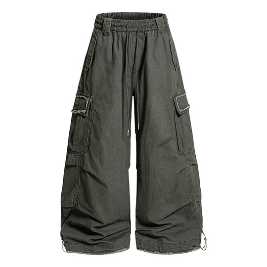 Damen Weite Cargo-Hose mit elastischem Bund, Cargo-Taschen und verstellbarem Saum Shop Nory