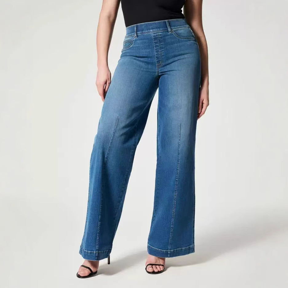 Damen Hochtaillierte Weitgeschnittene Jeanshose mit geradem Bein Shop Nory