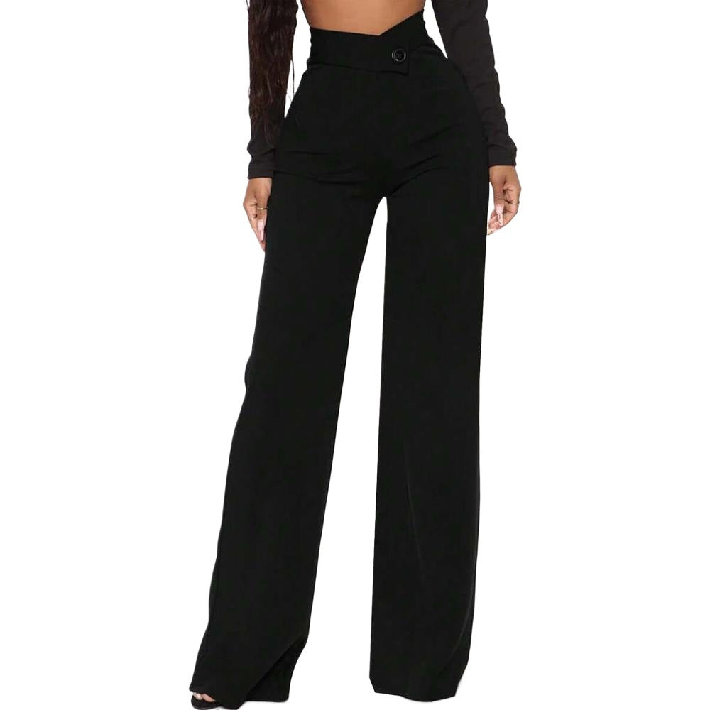 Damen High-Waist Palazzo-Hose mit weitem Bein und tailliertem Bund Shop Nory