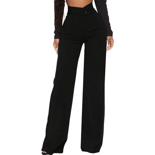 Damen High-Waist Palazzo-Hose mit weitem Bein und tailliertem Bund Shop Nory