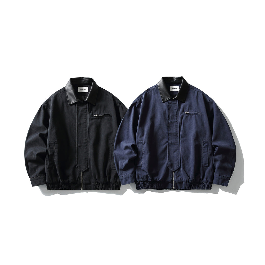 Herren Kurz geschnittener Boxy‑Blouson mit kontrastierendem Lederkragen Shop Nory