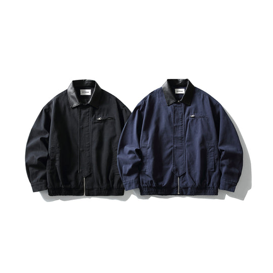 Herren Kurz geschnittener Boxy‑Blouson mit kontrastierendem Lederkragen Shop Nory