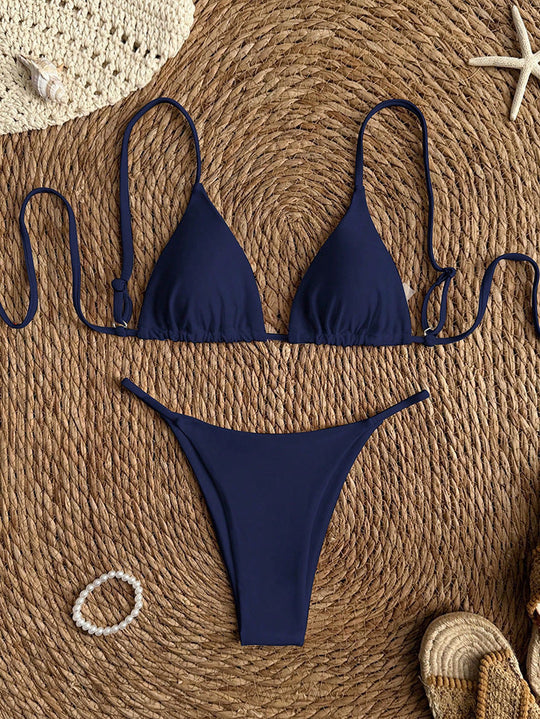Damen trendiger Bikini mit Triangle-Oberteil und minimalistischem Unterteil Shopnory