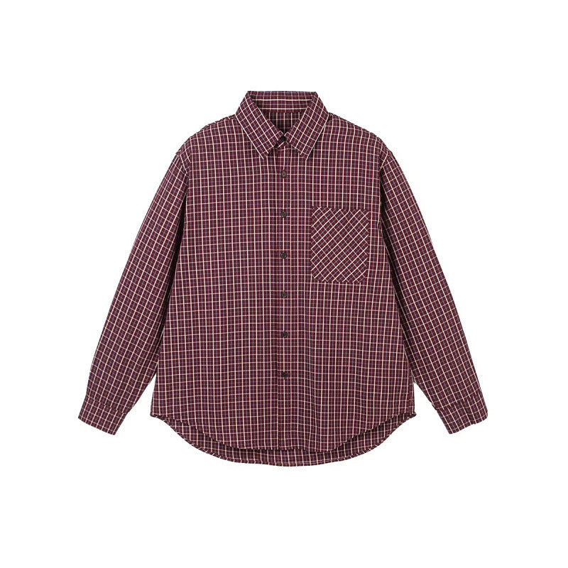Herren Oversize Karo‑Hemd mit gerundetem Saum und diagonalem Brusttaschen‑Detail Shop Nory