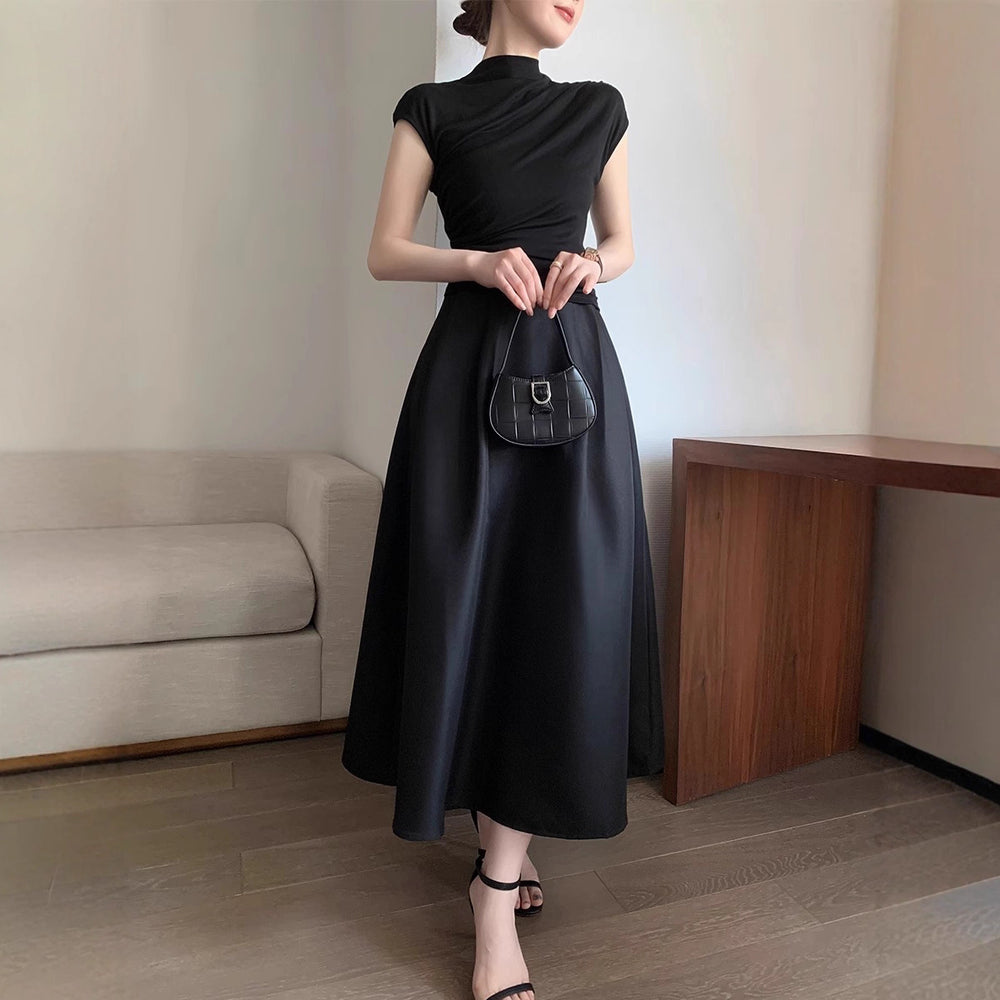 Damen Elegantes Langes Kleid mit Taillengürtel Shop Nory