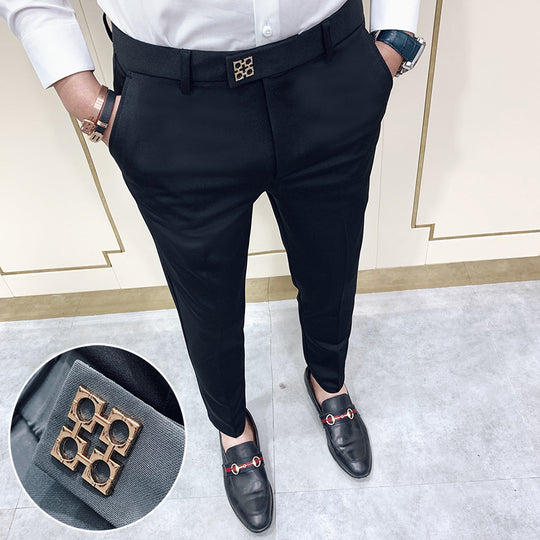 Herren moderne tapered Anzughose mit Bügelfalte, Stretchkomfort und verdecktem Hakenverschluss Shop Nory