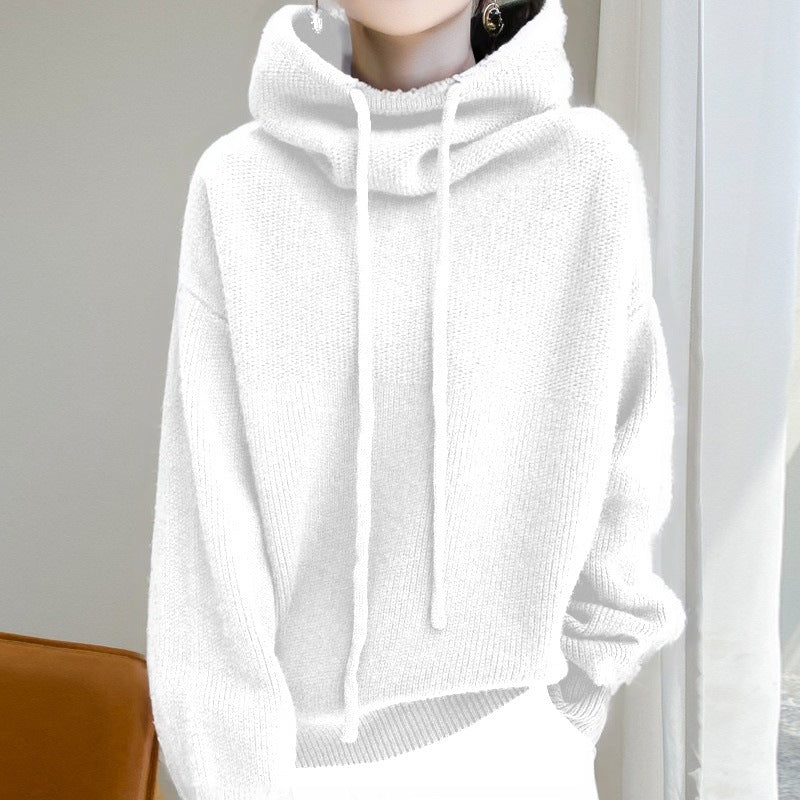 Damen Kuscheliger Rollkragen‑Hoodie aus Feinstrick mit Kordelzug und gerippten Bündchen Shop Nory