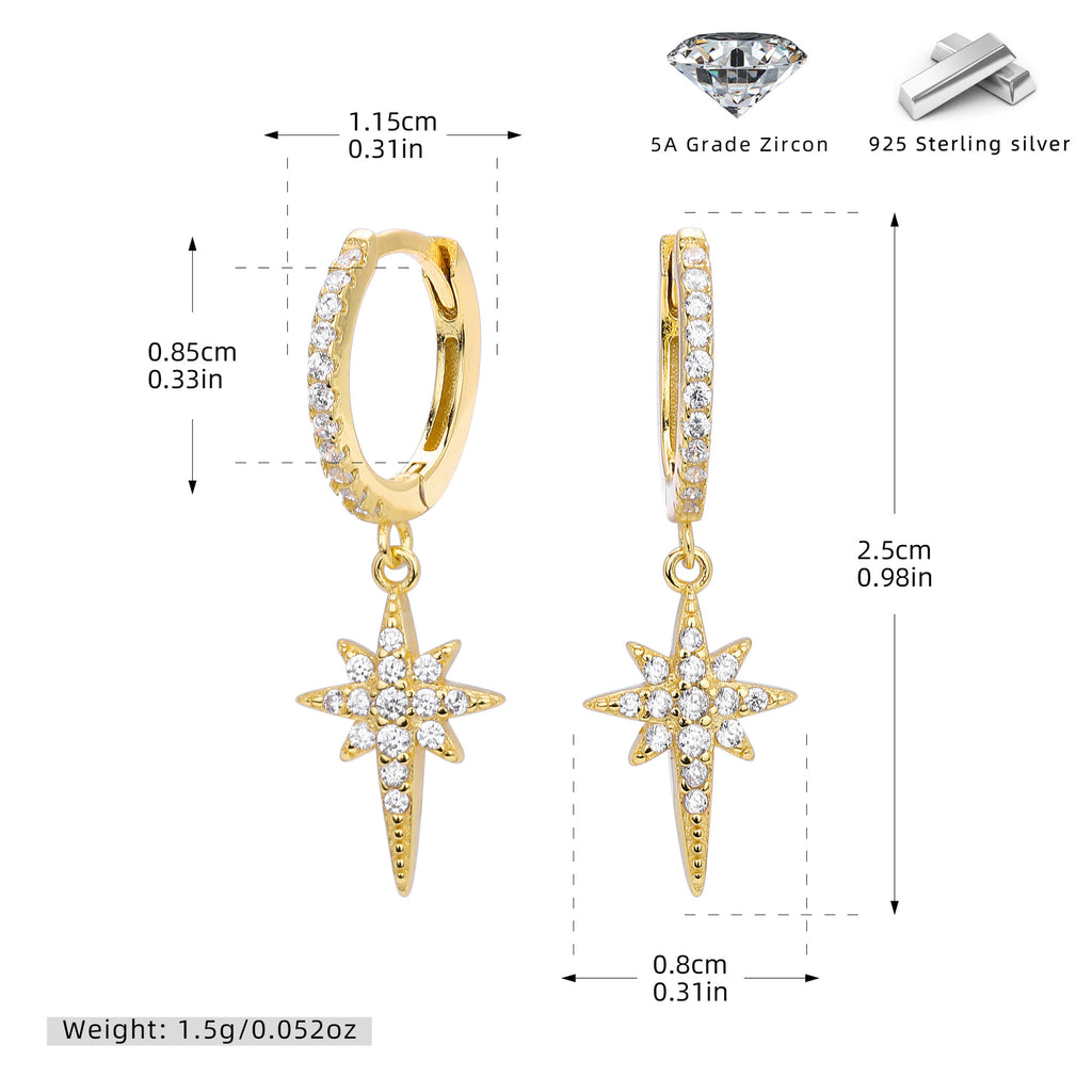 Damen Ohrhänger mit funkelndem Sternenanhänger aus 925 Sterling Silber Shop Nory