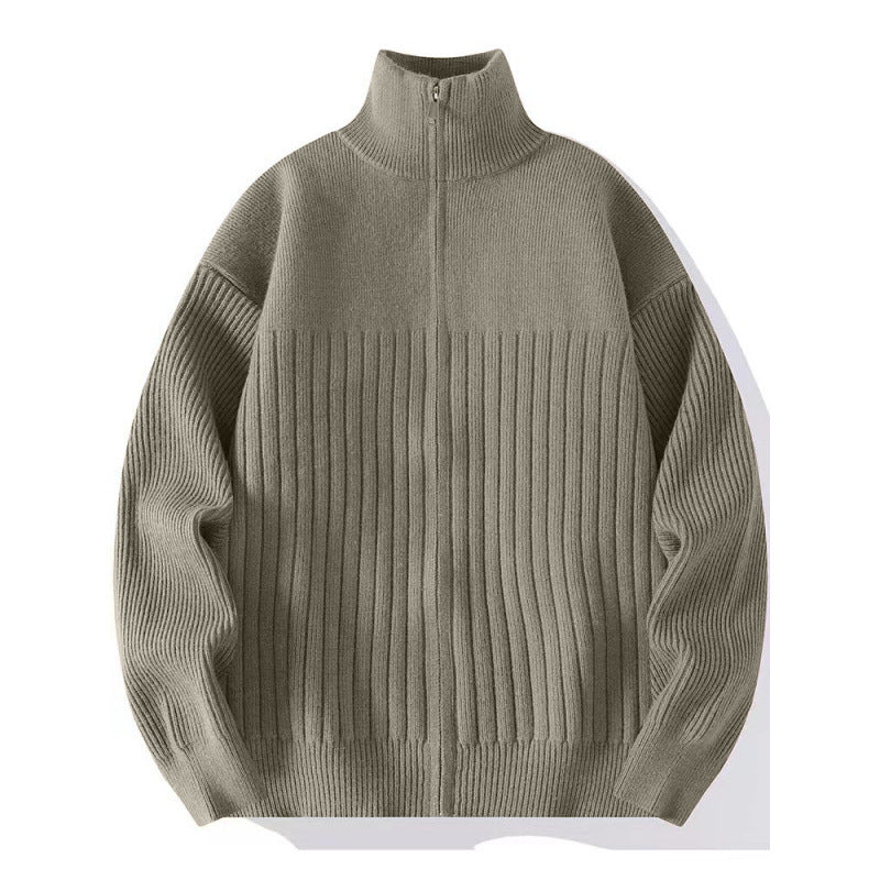 Herren Strukturierter Strickpullover mit halbem Reißverschluss und Rippenstruktur Shop Nory