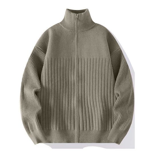 Herren Strukturierter Strickpullover mit halbem Reißverschluss und Rippenstruktur Shop Nory
