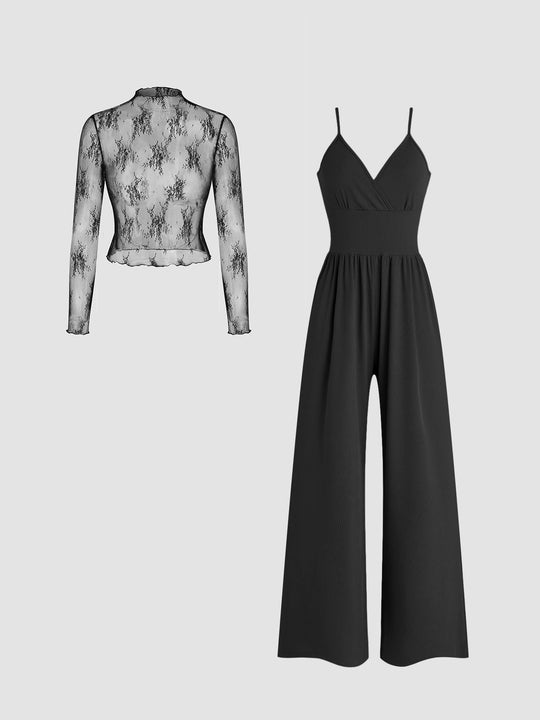 Damen elegantes und figurbetontes Jumpsuit-Set