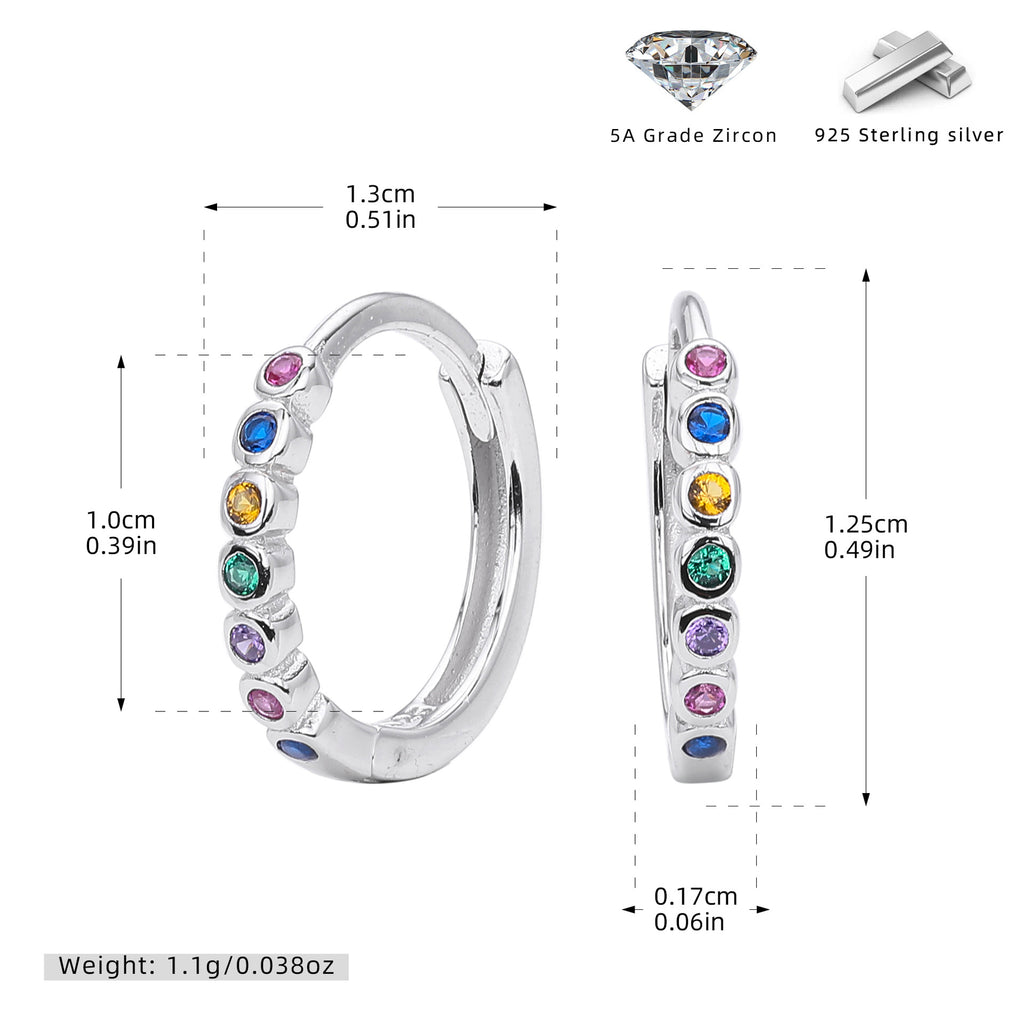 Damen Creolenohrringe mit bunten Zirkon-Akzenten und hochwertigem 925 Sterlingsilber Shop Nory