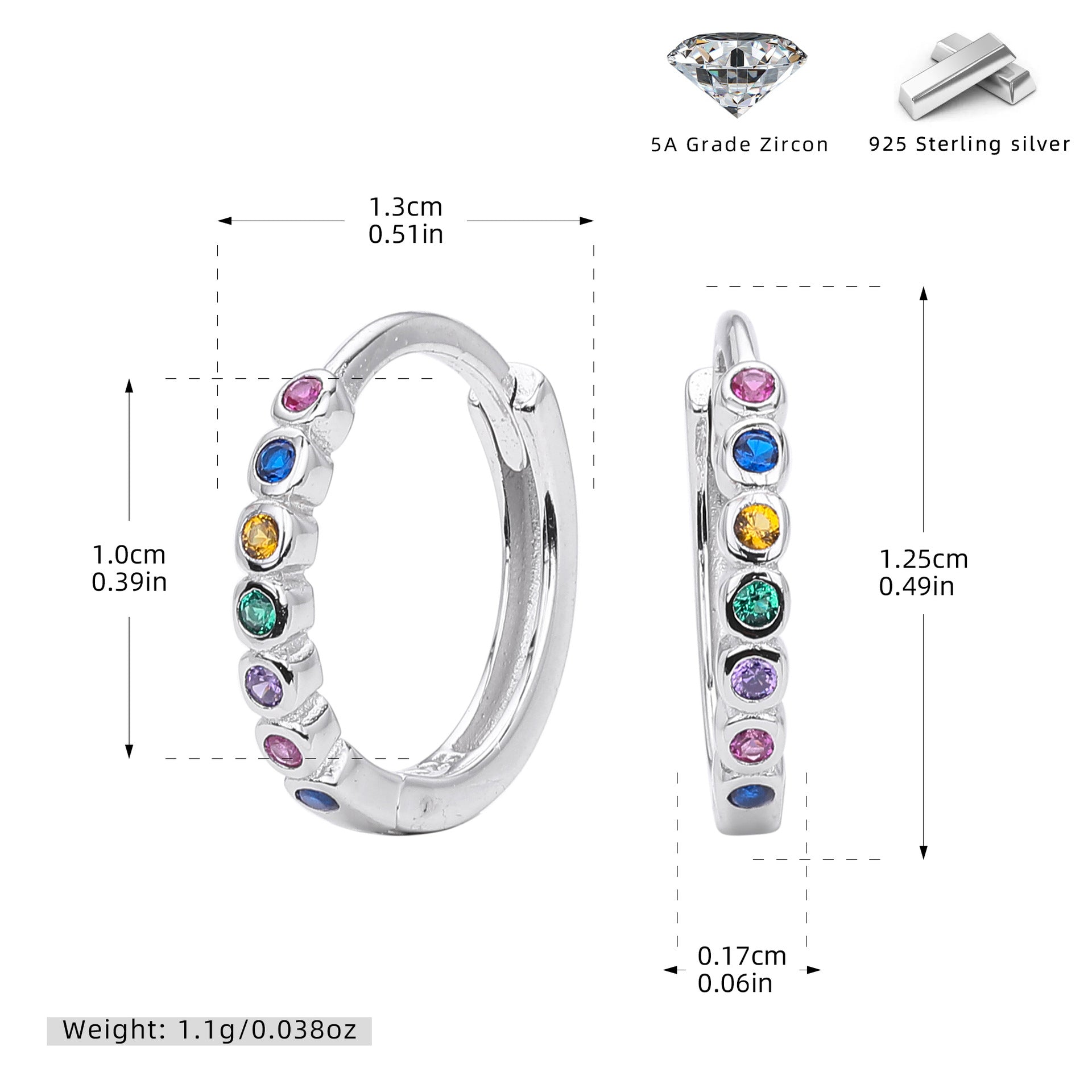 Damen Creolenohrringe mit bunten Zirkon-Akzenten und hochwertigem 925 Sterlingsilber Shop Nory