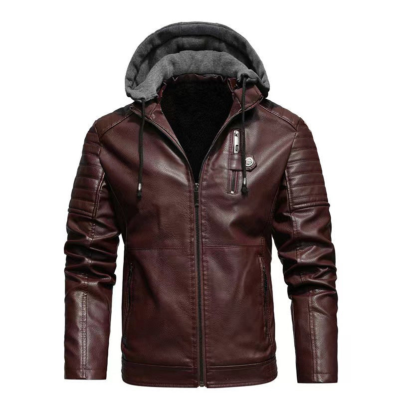 Herren Lederjacke mit abnehmbarer Kapuze Shop Nory