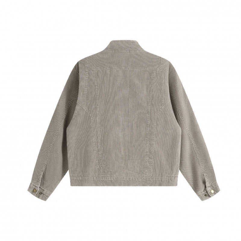 Unisex Cord-Boxy-Blouson mit Stehkragen, verdeckter Druckknopfleiste und aufgesetzten Schubtaschen Shop Nory