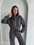 Damen Cropped Hoodie mit Reißverschluss