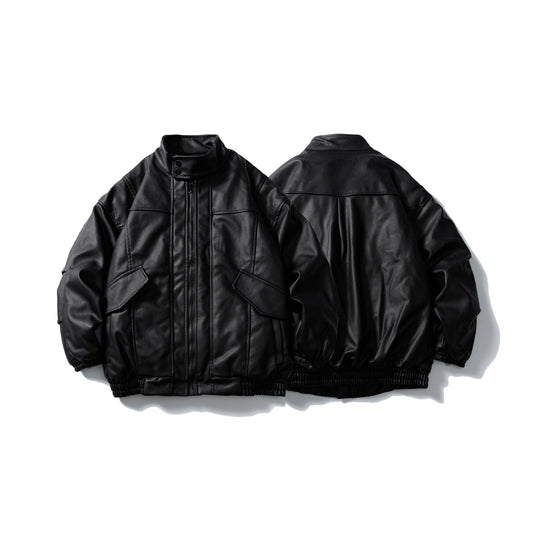 Herren Leder-Blouson im Aviator‑Stil mit hohem Drehkragen, Pattentaschen und elastischem Saum Shop Nory