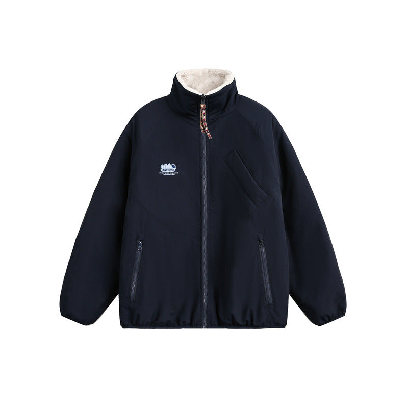 Unisex Oversize Teddy‑Fleecejacke mit Kontrast-Nylonbesätzen und Stehkragen Shop Nory
