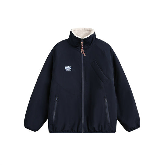 Unisex Oversize Teddy‑Fleecejacke mit Kontrast-Nylonbesätzen und Stehkragen Shop Nory