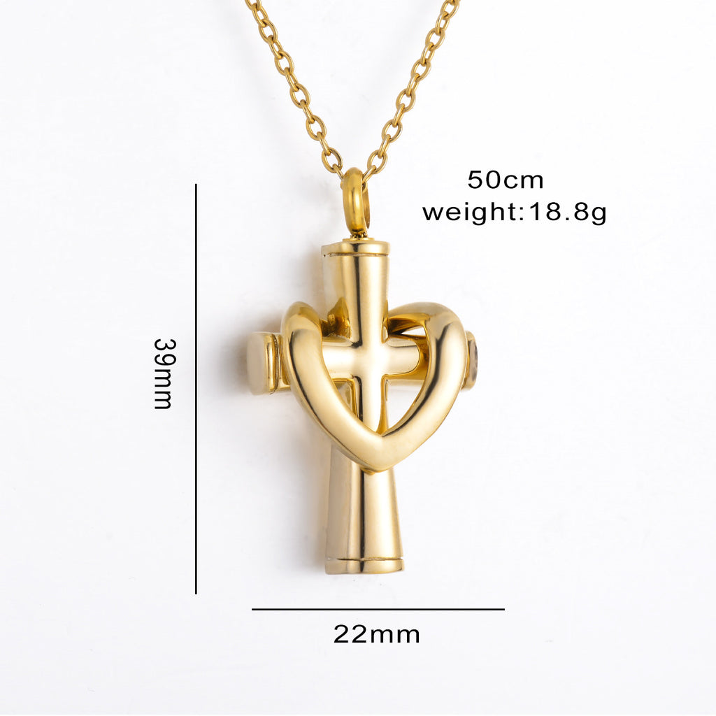 Damen Herz-Kreuz Anhänger mit Gliederkette Shop Nory