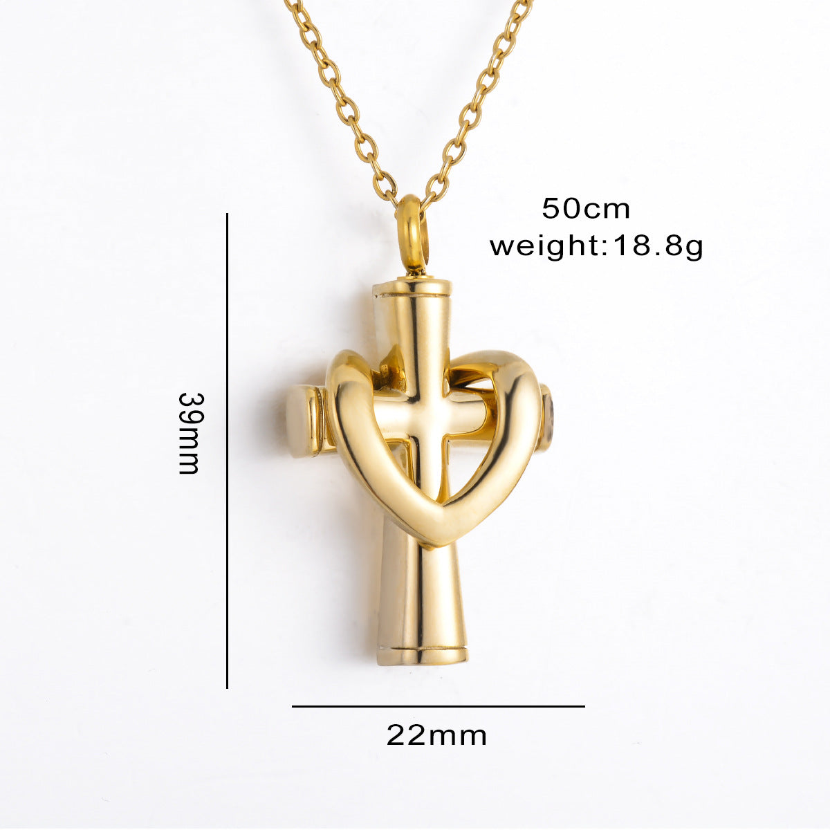 Damen Herz-Kreuz Anhänger mit Gliederkette Shop Nory