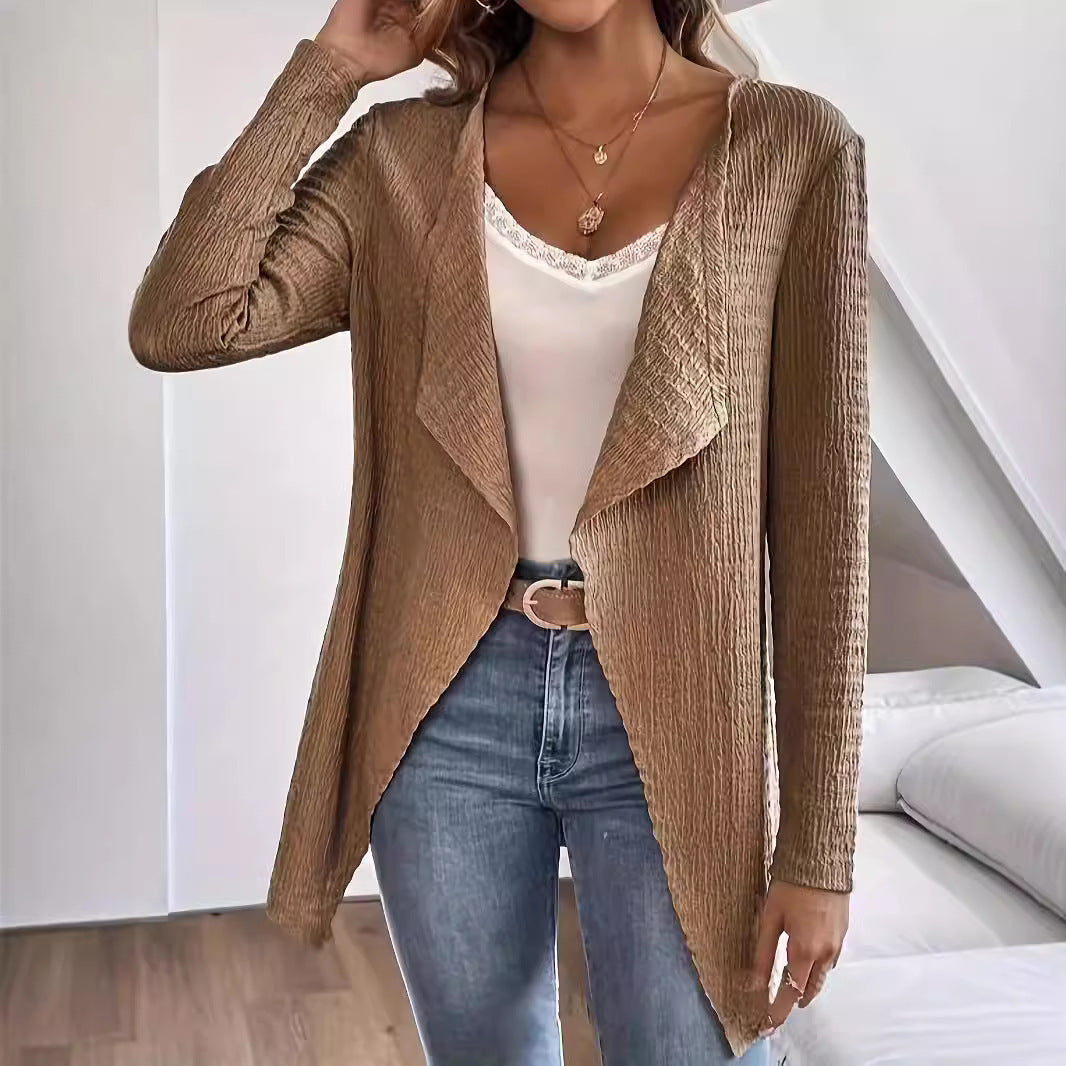 Damen Wasserfall-Blazer aus Crinkle-Struktur, leicht und offen Shop Nory