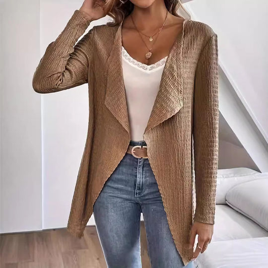 Damen Wasserfall-Blazer aus Crinkle-Struktur, leicht und offen Shop Nory