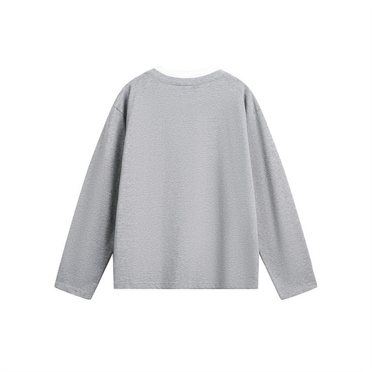 Unisex Lässiges Layering-Henley-Langarmshirt mit Kontrast-Doppelkragen Shop Nory