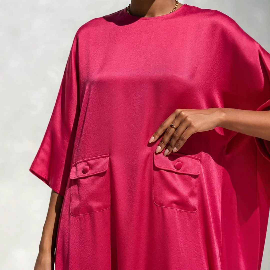 Damen Fließendes Maxikleid mit Oversize‑Kaftan­schnitt und aufgesetzten Pattentaschen Shop Nory