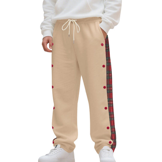 Herren nan Sweatpants mit seitlichem Karostreifen, Druckknopfleiste und Kordelzug Shop Nory