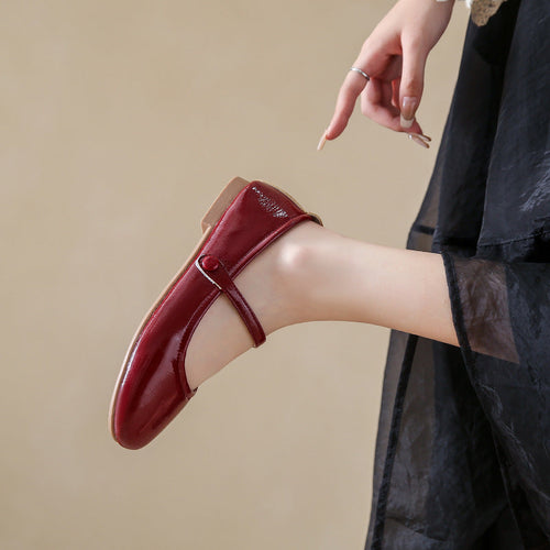 Damen Ballerina-Schuhe mit elegantem Riemen und schimmerndem Obermaterial