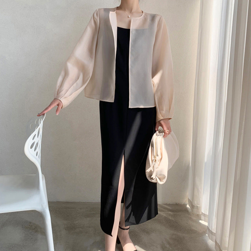 Damen Transparente Bluse mit Puffärmeln Shop Nory