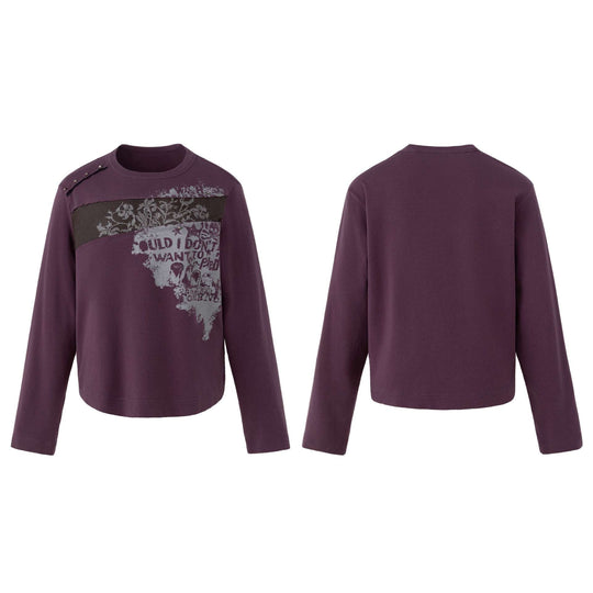 Damen Lässiges Sweatshirt mit Nietenbesatz, Print‑Einsatz und Rundhalsausschnitt Shop Nory
