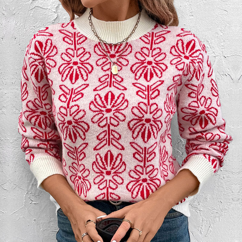 Damen GShop Norylümter Jacquard-Strickpullover mit Rundhalsausschnitt und gerippten Bündchen Shop Nory