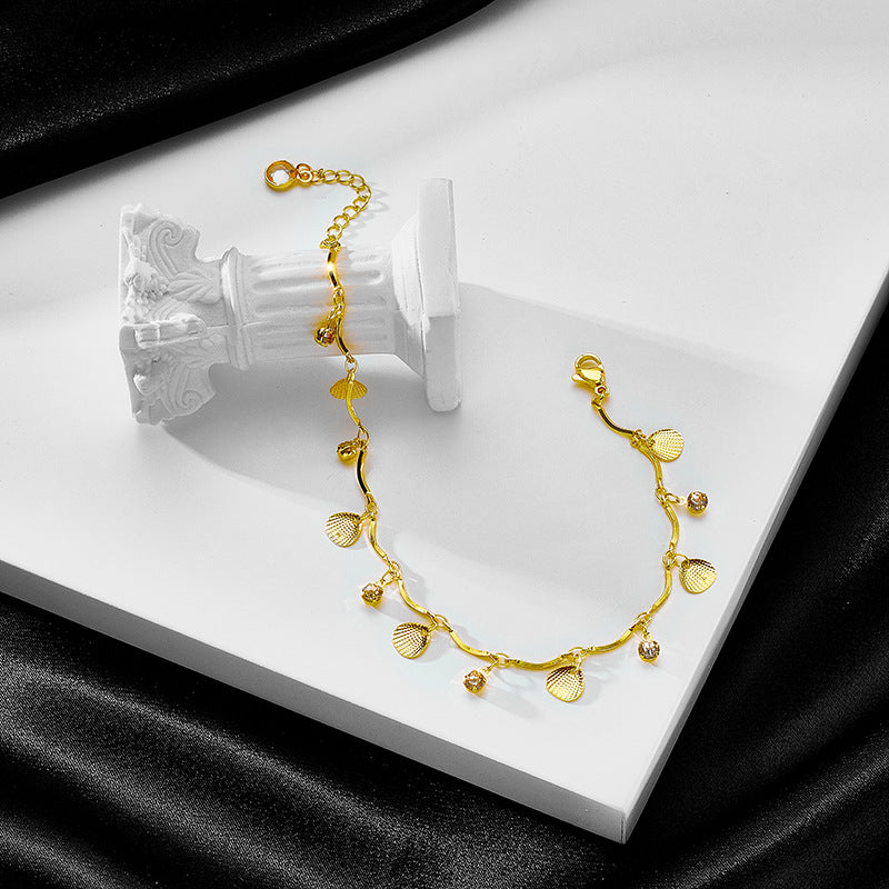 Damen filigranes Armband mit Muschel- und Strasselementen Shop Nory